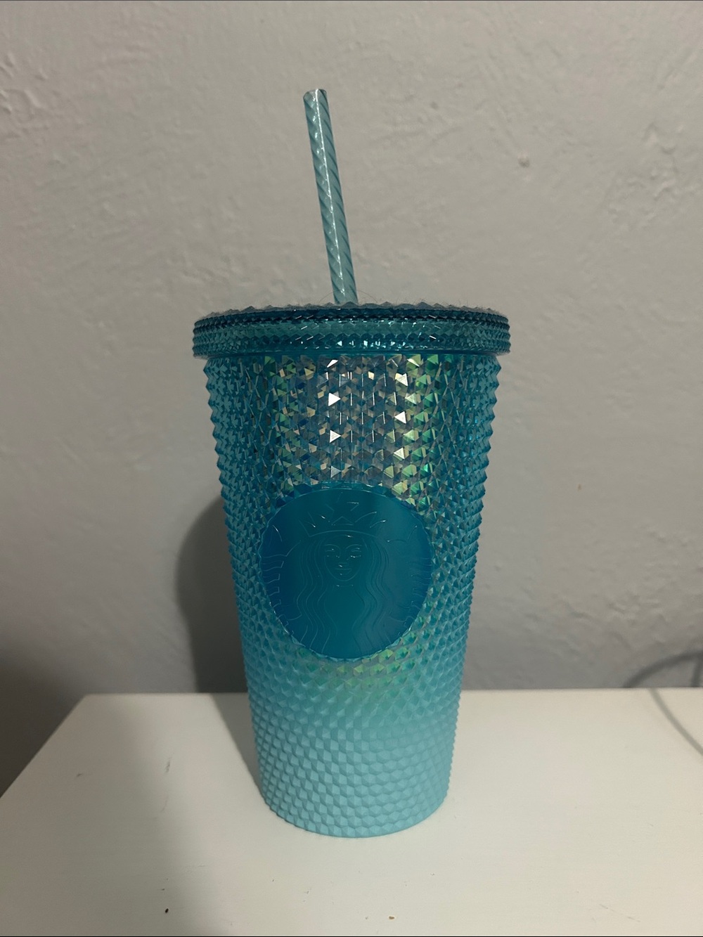 Starbucks Light Blue/Turquoise Studded Reusable Cold Cup with Straw